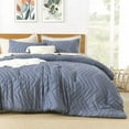 thumbnail image 6 of Bluish Grey Queen Size Comforter Sets, 3 Pieces Lightweight Chevron Tufted Bedding Comforter Set, Fluffy Down Alternative Comforter Bed Set Gift Choice (90x90In Comforter and 2 Pillowcases), 6 of 8