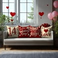 thumbnail image 6 of HUGNEO 14x14 Inch February 14 Valentine Pillow Cover, Love Quotes Hugs Kisses Decorative Cushion Case for Home Sofa Bedroom, No Insert, 6 of 8