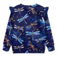 thumbnail image 5 of Uorisanigo Toddler Baby Girl Sweatshirt Crew Neck Galaxy Dragonfly Pullover Sweater Ruffled Shoulders Design Casual Sweatshirts for Kids Size 1-2 Fall Trendy Long Sleeve Shirts, 5 of 7