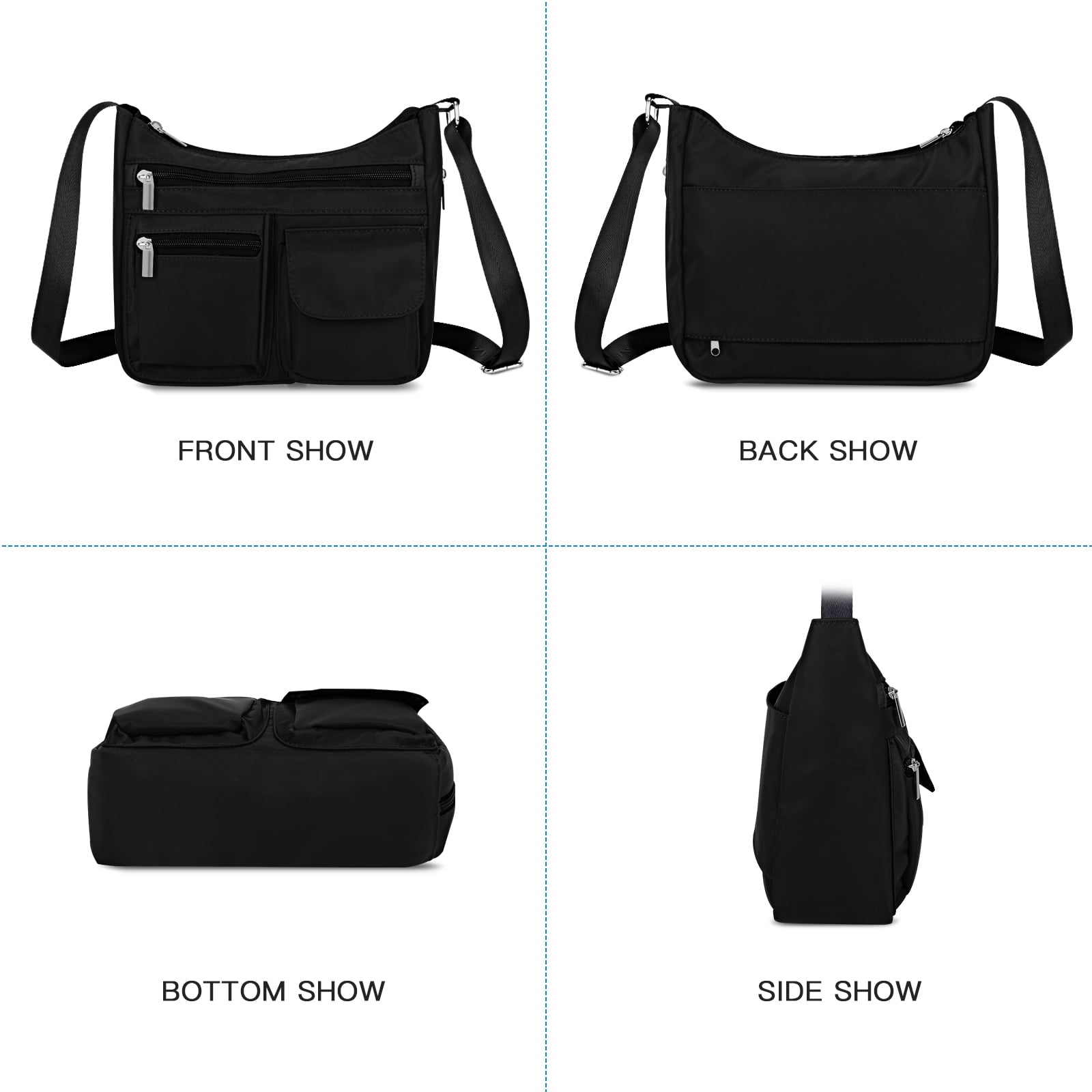 URSOFINE Women's Crossbody Bag Lightweight Ladies Travel Shoulder Messenger Bag with Adjustable Strap & Multiple Pockets Soft Across Bag Purse for Everyday Use (15+)