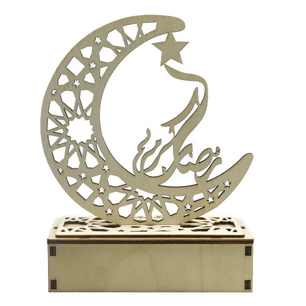 leyfeng Artesanías de madera LED de madera ahuecada Moon Light Table Supplies Home Party Festival Decoración