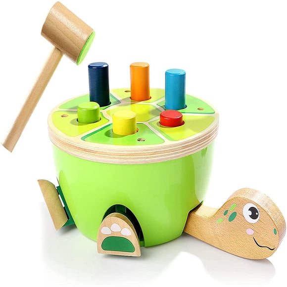 Wooden Hammering and Pounding Toy for 2 3 Years Old Boy Girl Birthday Gifts - Montessori Preschool Education Learning Toy for Toddler  Fine Motor Skills Toy for Kid- Tortoise Pounding Gam