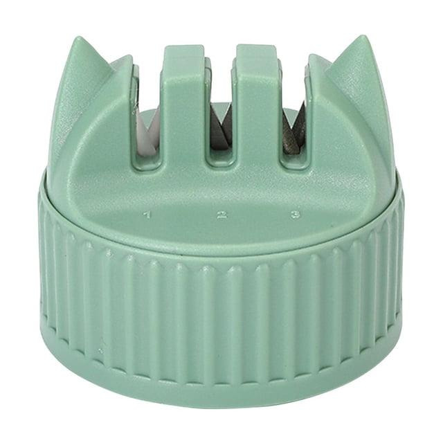 Afilador de cuchillos de tres secciones con cabeza de gato de dibujos animados, piedra de afilar para cocina, Manual antideslizante para el hogar
