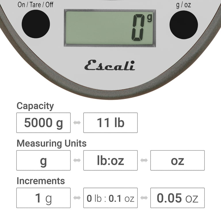 Escali P115M Primo Digital Kitchen Scale (Metallic) 