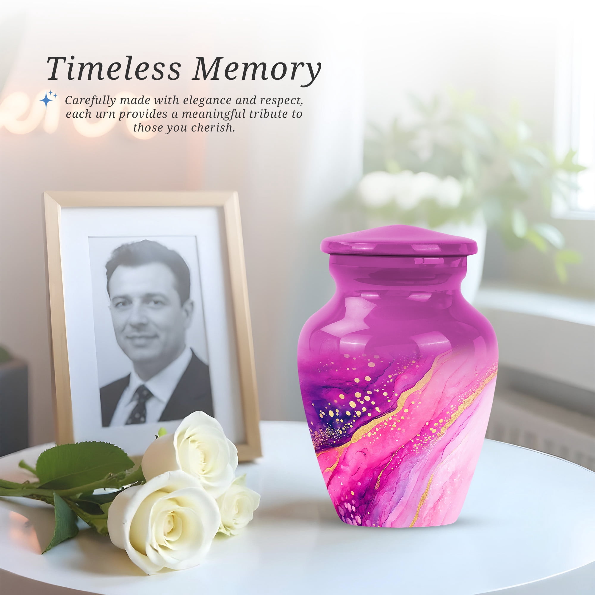 Pink Mini Cremation Urns For Human Ashes Adult Male Dad, Purple Small Urn For Human Ashes Women Keepsake, Funeral Urns For Adult Borther And Sister, 3 Inch