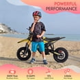 thumbnail image 6 of DuoDian Electric Dirt Bike for kids,850W Peak Motor 15.5MPH Top Speed, 6.8Miles Range 36V 4Ah Battery, 12*2.75 Inch Inflatable Tires, Rear Disc Brake For Road age 3-10，Yellow, 6 of 9