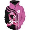 thumbnail image 3 of Personalized Breast Cancer Hoodie 3D, Pink Ribbon Awareness Sweatshirt, Survivor Pride Breast Cancer Zip Hoodie (T-shirt, S), 3 of 7