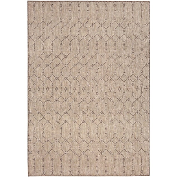 Geometric Rug 5 ft. 3 in. x 7 ft. 6 in., Neutral, Indoor/Outdoor Flat