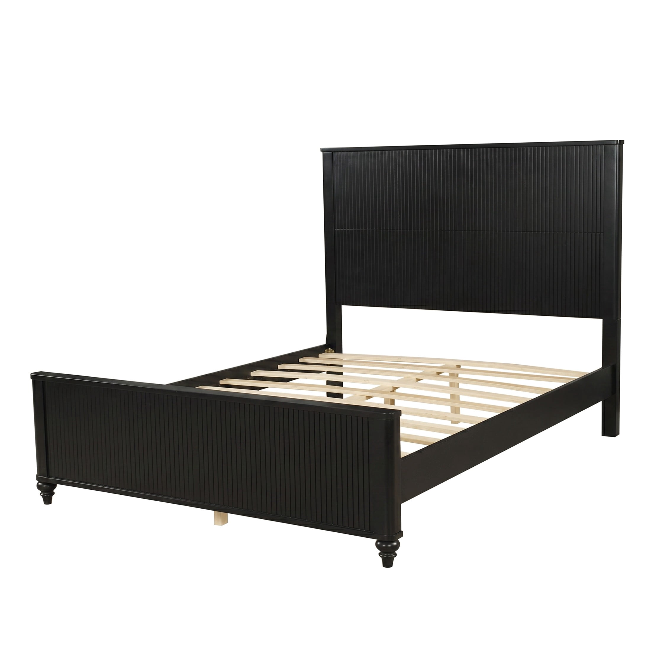 Christopher Knight Home Modern Bedroom Set, Queen Fluted Wood Platform Bed with 2 Nightstands, Black