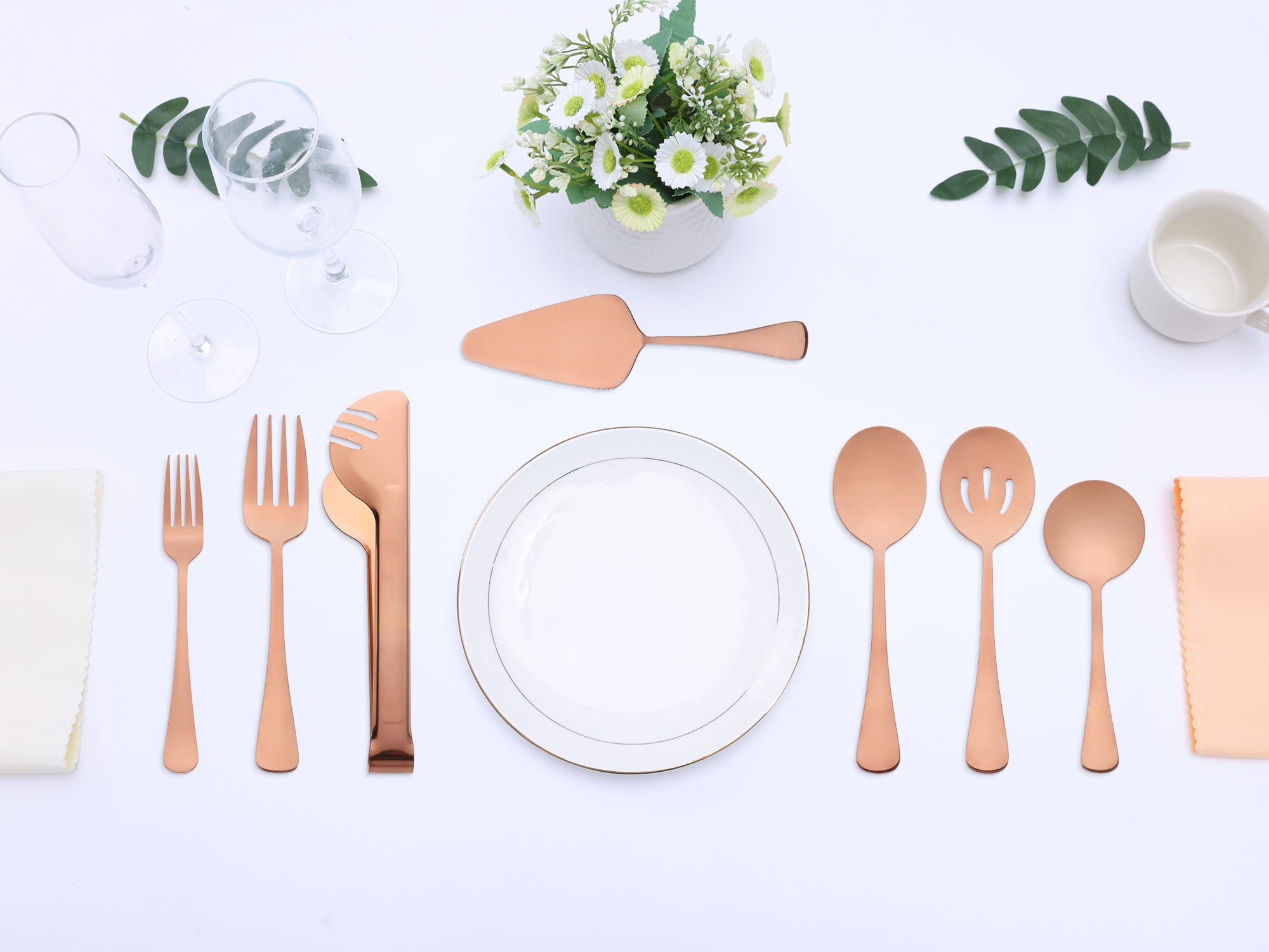 Unique Bargains 10 Piece Silverware Set Stainless Steel Flatware Rose Gold 10 Pcs