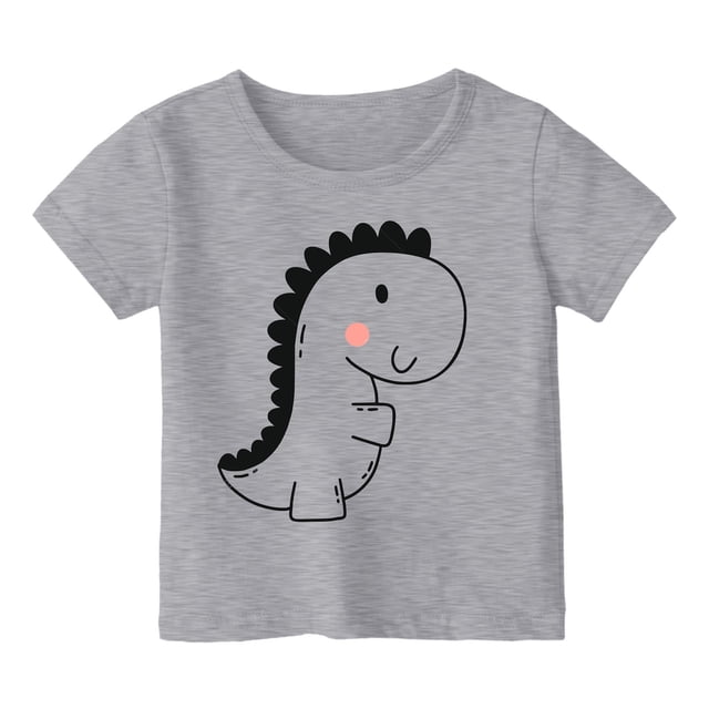 MEZZALL T-Shirts d'Été pour Enfants Col Rond Imprimé Dinosaure Dessin Animé Manches Courtes T-Shirts 4-5 Ans Mignon Bébé