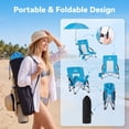 thumbnail image 2 of ELEKA 2 Pack Low Beach Chairs with Adjustable Umbrella, Folding Portable High Back Chair for Adults, 330lbs Capacity, Cup Holder , Light Blue, 2 of 9