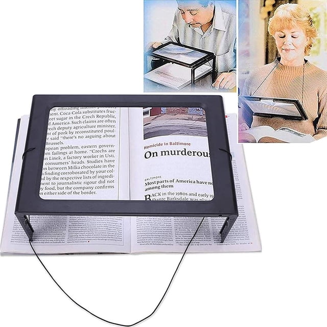 JUNWELL 3X Large Magnifying Glass with Fully Dimmable LEDs-Evenly Lit Viewing Area-The Best Lighted Magnifier