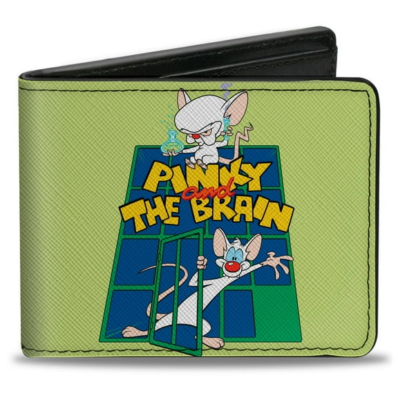 Animaniacs Wallet, Bifold, Animaniacs Pinky and the Brain Pose Greens Blue, Vegan Leather