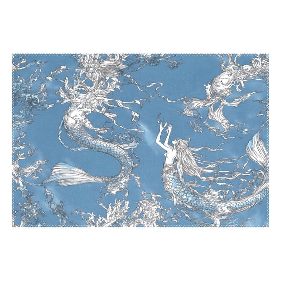 Mermaid 12x18in Heat-Resistant Non-Slip Place Mat, Durable and Wrinkle-Resistant