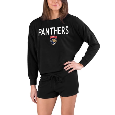 Women s Concepts Sport Black Florida Panthers Gather Long Sleeve Top & Shorts Set