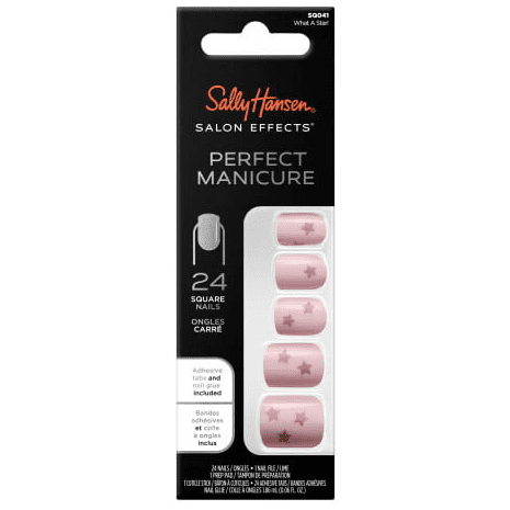 Sally Hansen Perfect Manicure Press On Nail Kit, Square, What A Star!, 24pcs