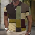 thumbnail image 2 of JLFKNG Summer Mens Polo Shirts Short Sleeve Polo Shirts For Men Classic Plaid Printed Casual Slim Fit Shirt Tops Buttons Up Comfy Mens Clothes, 2 of 5