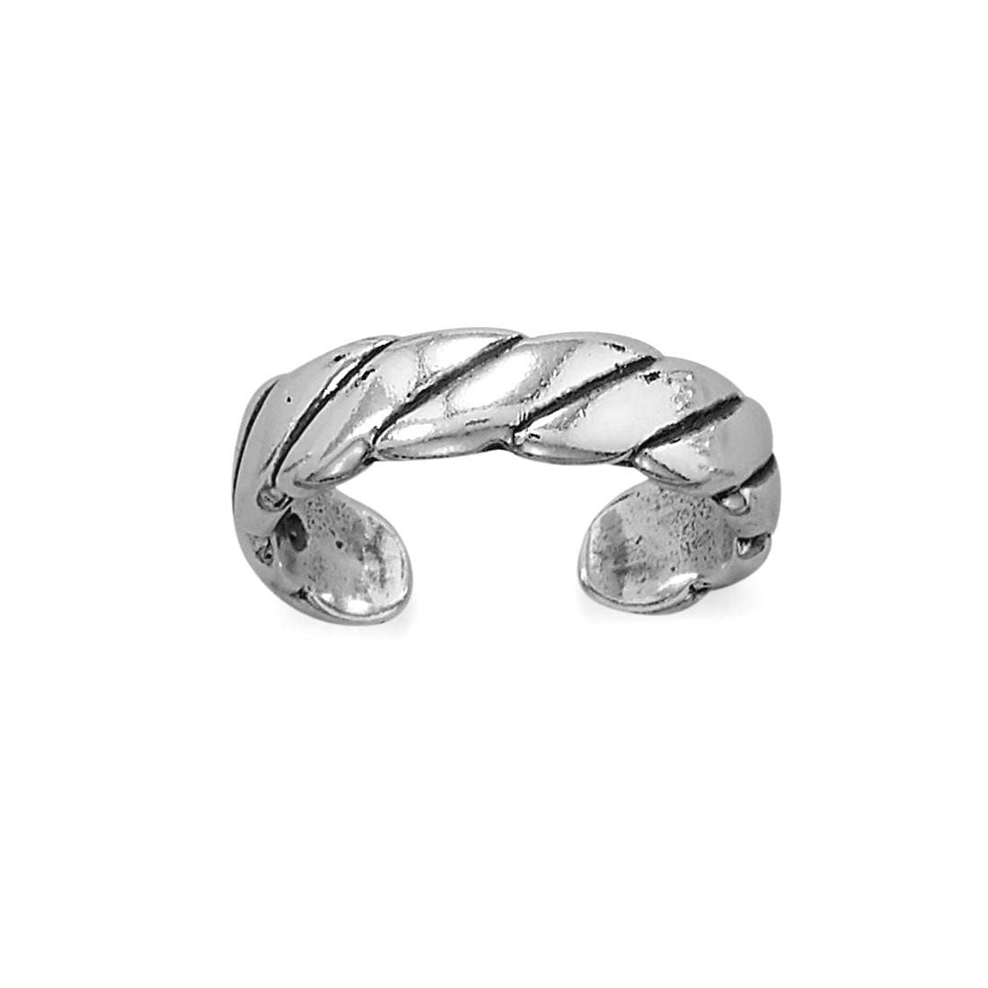 925 Sterling Silver Wide Rope toe ring Oxidized 13.3mm X 4.4mm toe ring for Women