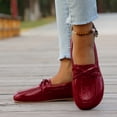 thumbnail image 3 of Rokment Bowknot Ballet Flat Dress Shoes for Women Bride Wedding Stylish Casual Bow Leather Low Heel Slip on Walking Loafers Spring Fall Red Size 8, 3 of 8