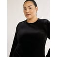 thumbnail image 5 of Scoop Women's & Women's Plus Ruched Velvet Mini Dress with Long Sleeves, Sizes XS-4X, 5 of 5