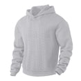 thumbnail image 4 of HXWCHs Walmart Men's Basic Hoodie Men's Casual Solid Color Hooded Sweater Long Sleeve Pullover Knit Warm Winter Fashion top Light Gray L, 4 of 5