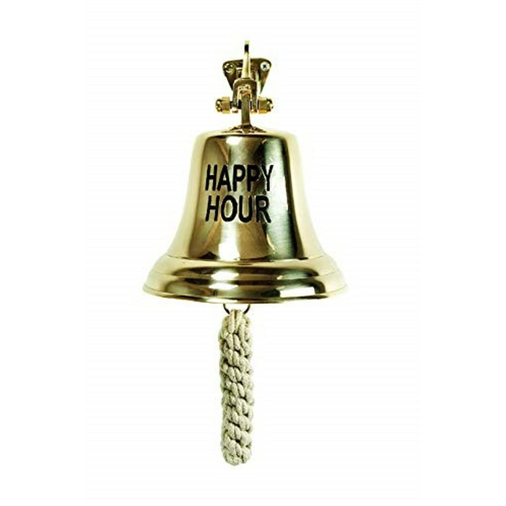 Large Solid Brass HAPPY HOUR Bartenders Bell