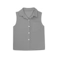 thumbnail image 3 of Kids Girls Versatile Linen-Cotton Sleeveless Shirt Collared Button Down Blouse for School, Vacation Daily Wear 3-16Y, 3 of 4