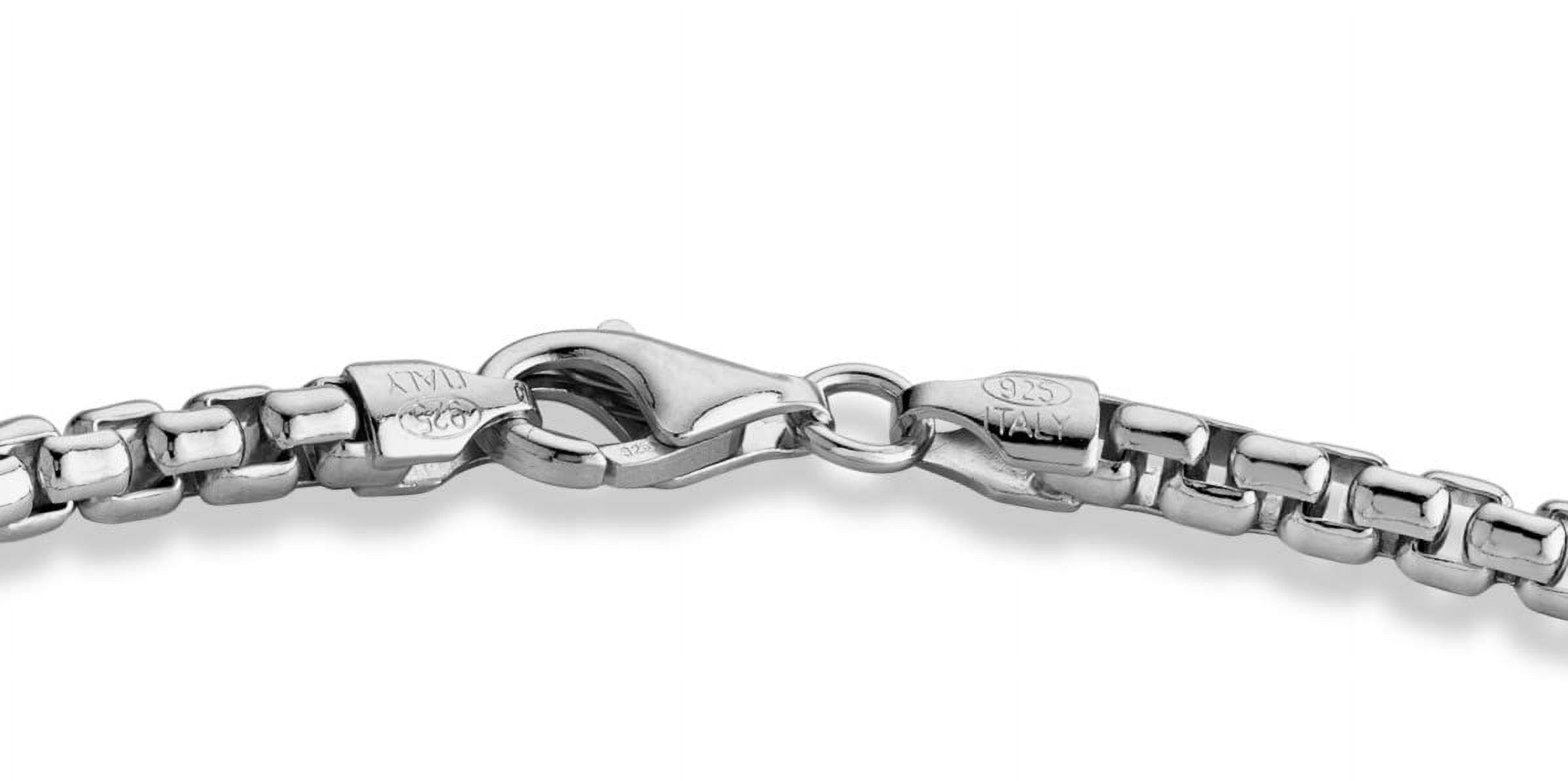 Miabella Solid 925 Sterling Silver Italian 3.5mm Square Link Round Box Chain Necklace for Women Men, Made in Italy (22, rhodium-plated-silver)