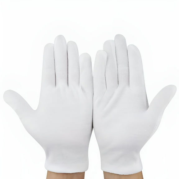TELOLY 2 Pairs Of Cotton Fabric Gloves, White