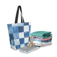 thumbnail image 2 of FORMRS Womens Canvas Tote Bag with Zipper Inner Pocket Shoulder Handbag, Blue and Gray Plaid Pattern, 2 of 7