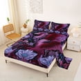 thumbnail image 2 of Erosebridal Purple Floral Dragon Bed Sheets 4pcs For Teens,Exotic Style Animal Flowers King Sheets For Boys Girls, 2 of 5