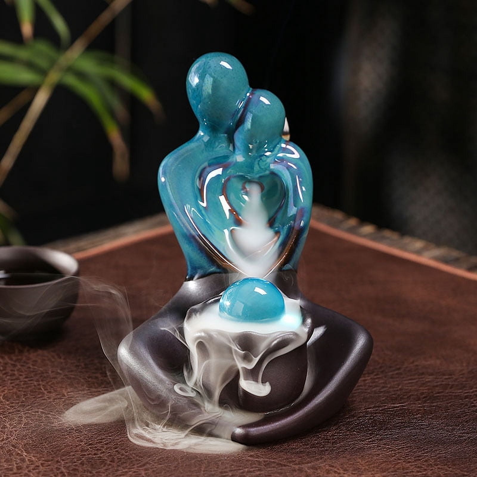 Couple Hug Love Statue Waterfall Incense Burner Handicraft Smoke Incense Holder Ornament for Yoga Room Decor,Valentine's Day Gift