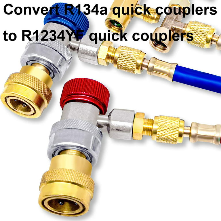DEXING R1234YF Quick Coupler, R1234yf to R134a Adapter,1234yf to 134a  Adapter High Low Side Connector Conversion Kit for AC Charging R-1234yf