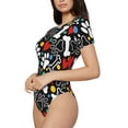 thumbnail image 2 of The Xecao Cute Puppy Footprints Women's Crew Neck Body Suit, a short-sleeved bodysuit and basic swimsuit, both comfort and style for dating and daily life, 2 of 9