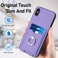 thumbnail image 7 of Wallet Case for iPhone X/XS, Stylish Ultra Slim PU Leather Card Slots Ring Stand Wrist Strap Shockproof Protective Thin Lightweight Back Case Cover for iPhone X/XS, Purple, 7 of 7