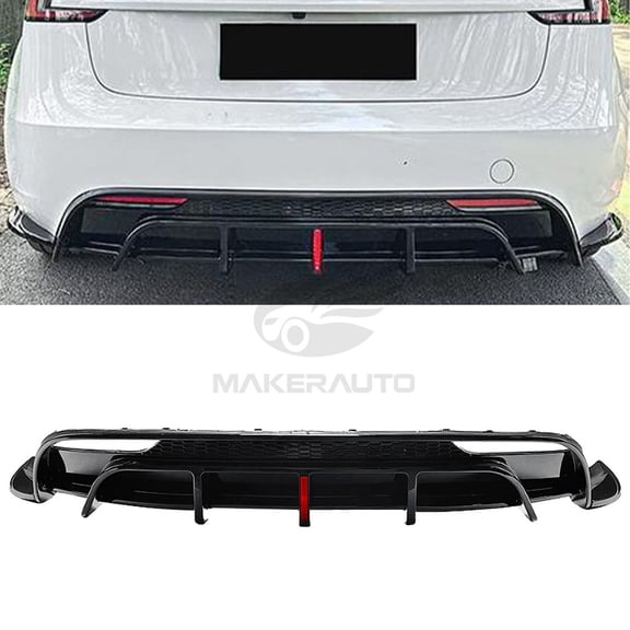 Gloss Black Rear Bumper Diffuser Lip Kit W/ Light For Tesla Model 3 2024 2025