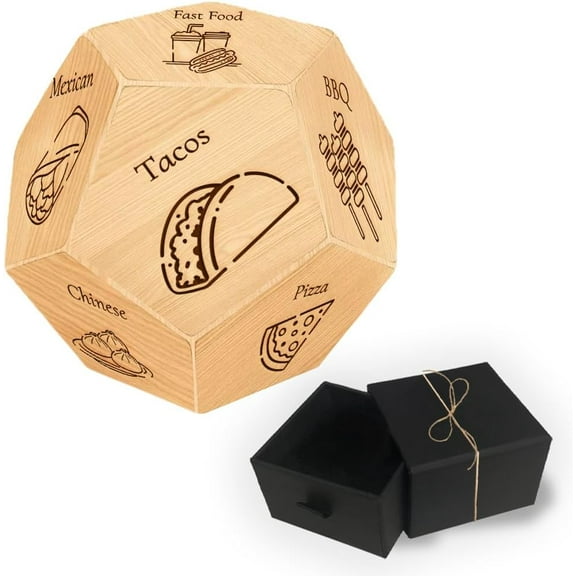 Food Decision Dice Wooden Decision Sieve with Velvet Packing Pouches Different Foods Date Night Dice Gifts for Him Her Dinner Decider Dices for Women Men Girlfriend Boyfriend Couple