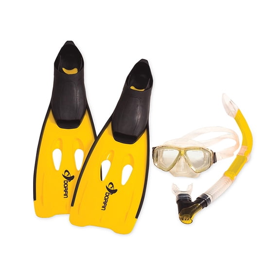 Pool Master 3pc Newport Silicone Adult Pro Swimming Pool Scuba and Snorkeling Set - Large - Yellow