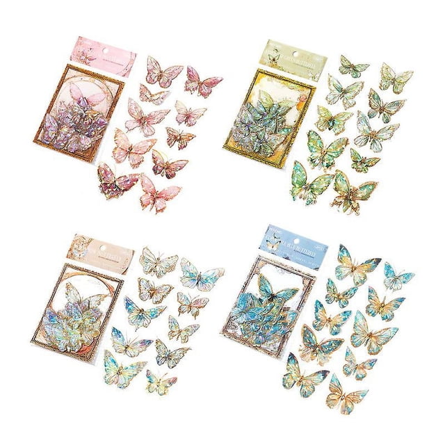 Cristal De Glace Pet Stro Radium Jet D'or Autocollant Pack Infinite Papillon Spectrum Series Manual Diy Matriel Dcoratif 4 modelos
