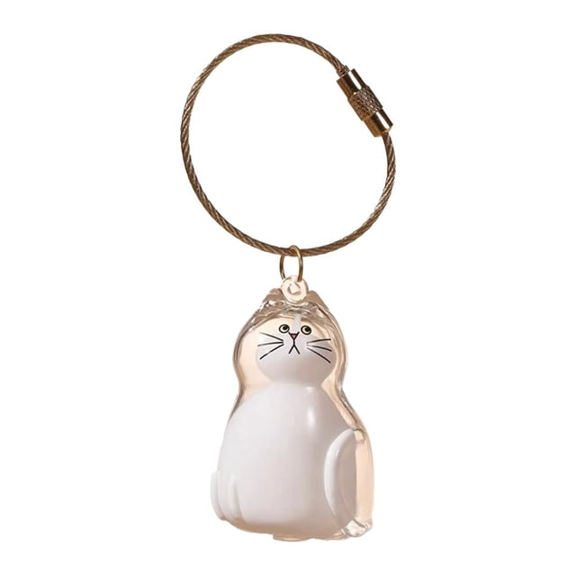 Lttoisl Transparent Cat Hair Storage Bottle Keychain, Pet Hair Memorial Keepsake Pendant Box, PVC Feline Fur Collection Holder, Unique Pet Lover Gift, 1.95 inch Compact Size