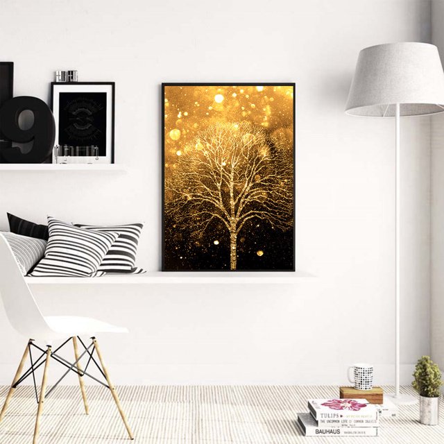 Cuadros Decorativos Kit de mosaico de pintura de diamante de taladro completo de árbol dorado decoración del hogar para arte de cuentas Likrtyny embutido en tela