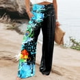thumbnail image 2 of Pantalon Grand à Taille Élastique Mode Décontractée pour Femmes, Pantalon à Fleurs Colorées Imprimées avec Poches, Pantalon en Lin pour Femmes, Pantalon Habillé Décontracté pour Femmes, Pantalon Extensible Décontracté pour Femmes Grande Taille, 2 of 4