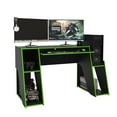 thumbnail image 6 of Polifurniture Kyoto 57.5 in. Gaming Computer Desk with Keyboard Tray and Shelves, Green and Black, All Ages, 6 of 10