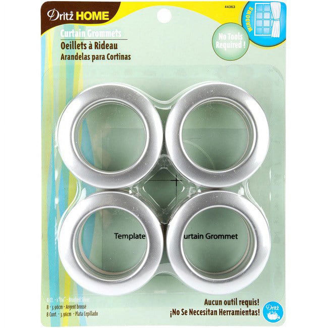 Dritz 1-9/16" Curtain Grommets, Brushed Silver, 8 Sets - image 2 of 3