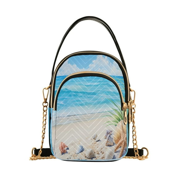 ALAZA Chain Crossbody Bags for Women Seashell in Summer Beach Shoulder Handbag Phone Purse