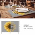thumbnail image 3 of Placemats Set of 6, Yellow Sunflowers Woven Placemat, Linen Place Mats for Kitchen/Dining Tables, Floral You Are My Sunshine Grey Quotes Washable Table Mats for Party, 3 of 8