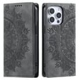 thumbnail image 2 of Case for iPhone 7 / iPhone 8 / iPhone SE 2022 & 2020 Wallet Case for Women Girls with Card Holder, Embossed Flower Pattern Magnetic Flip PU Leather Purse Protective Phone Cover, Grey, 2 of 11