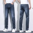 thumbnail image 2 of Business Men Straight Leg Classic Jeans Casual Denim Long Pants Slim Fit Simple Man Trousers Fashion Men's Stretch Jeans, 2 of 6