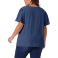 thumbnail image 3 of Agnes Orinda Women's Plus Size Casual Tops Ruffle Sleeve Smocked Shoulder V Neck Summer Chiffon Blouse 1X Dark Blue, 3 of 6